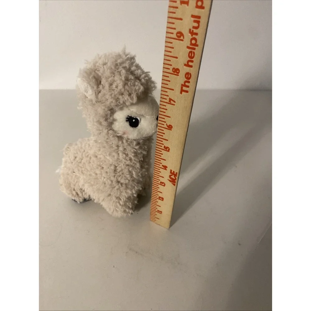 H&M Home Llama Alpaca Beige Gray Fluffy Curly Fur Eyelashes Stuffed Plush 8